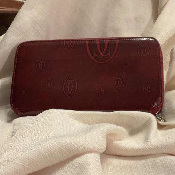 EC - Beautiful Cartier Happy Birthday print red long zip around wallet - Picture 3 of 12